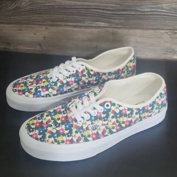 New Vans Authentic All Over Multi Color Floral White Sneakers