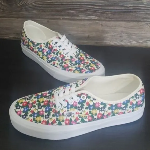 New Vans Authentic All Over Multi Color Floral White Sneakers