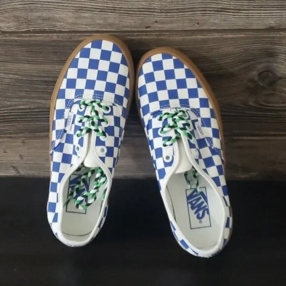 New Vans Authentic Checkerboar Blue White Sneakers