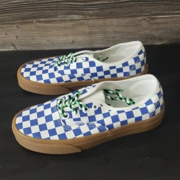 New Vans Authentic Checkerboar Blue White Sneakers
