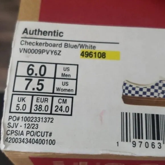 New Vans Authentic Checkerboar Blue White Sneakers