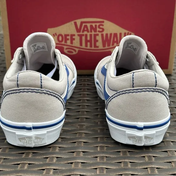 New Vans Kids' Ward Sneakers, Size 2, 3, 4, POP STITCH GREY/ BLUE Unisex