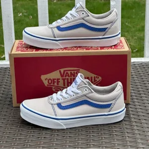 New Vans Kids' Ward Sneakers, Size 2, 3, 4, POP STITCH GREY/ BLUE Unisex