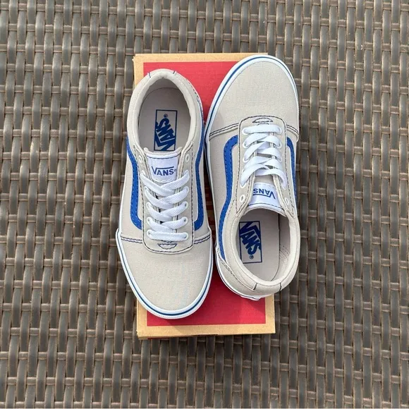 New Vans Kids' Ward Sneakers, Size 2, 3, 4, POP STITCH GREY/ BLUE Unisex