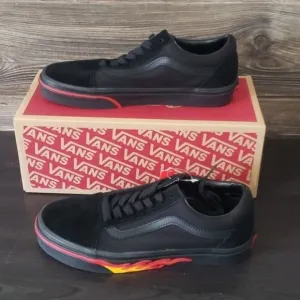 New Vans Old Skool Flame Wall Black Sneakers