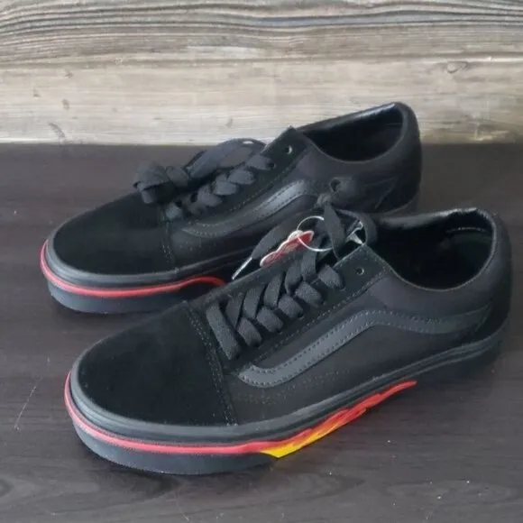 New Vans Old Skool Flame Wall Black Sneakers