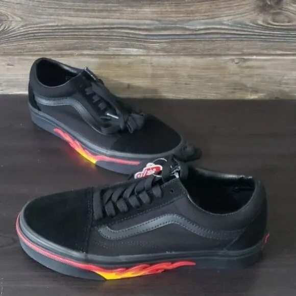 New Vans Old Skool Flame Wall Black Sneakers