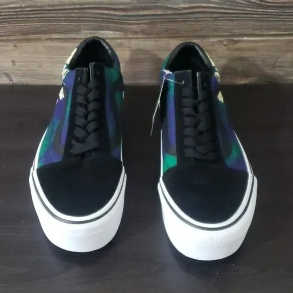 New Vans Old Skool Stacked Glow in the Dark Platform Sneakers Black Blue Green