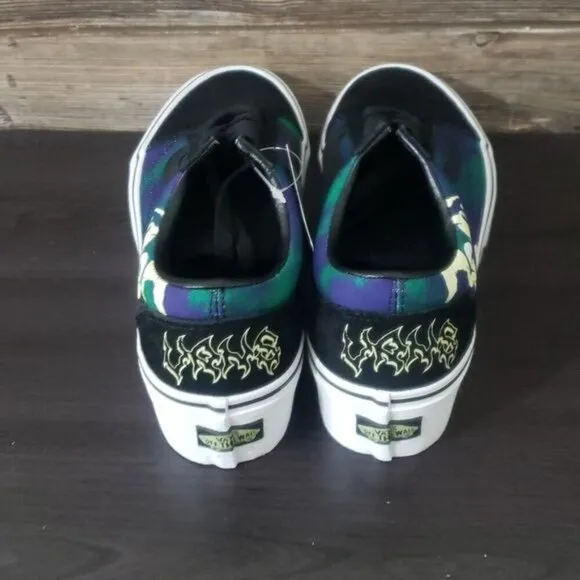 New Vans Old Skool Stacked Glow in the Dark Platform Sneakers Black Blue Green