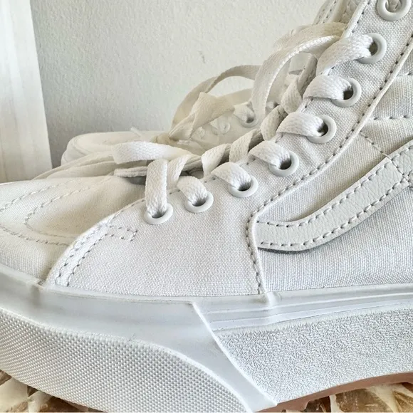 New Vans Sk8-Hi Tapered Canvas White Stacked High-Top Sneakers Size 6.5