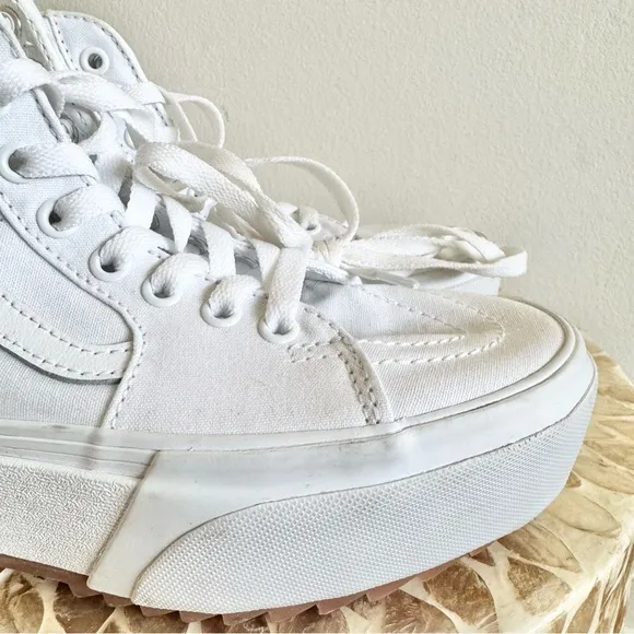 New Vans Sk8-Hi Tapered Canvas White Stacked High-Top Sneakers Size 6.5