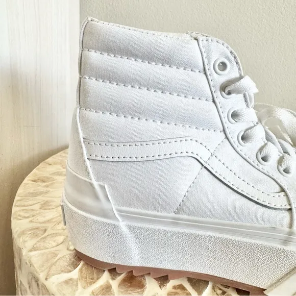 New Vans Sk8-Hi Tapered Canvas White Stacked High-Top Sneakers Size 6.5
