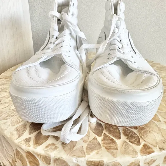 New Vans Sk8-Hi Tapered Canvas White Stacked High-Top Sneakers Size 6.5