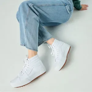 New Vans Sk8-Hi Tapered Canvas White Stacked High-Top Sneakers Size 6.5