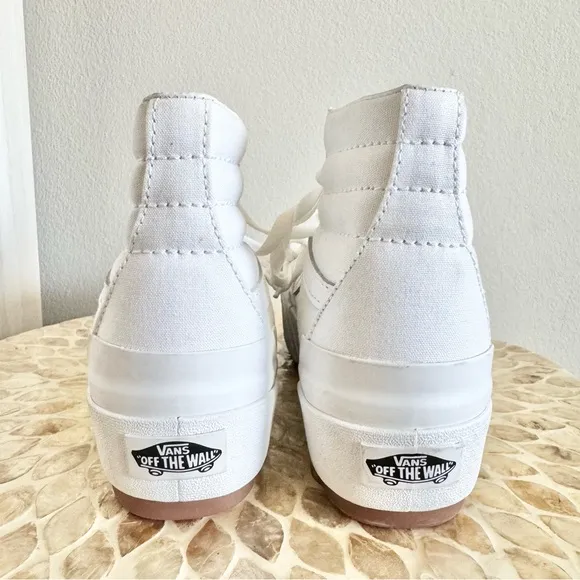 New Vans Sk8-Hi Tapered Canvas White Stacked High-Top Sneakers Size 6.5