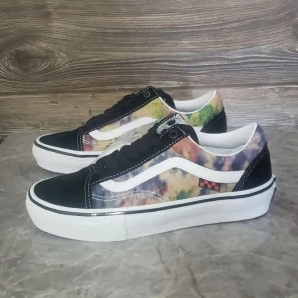 New Vans Skate Old Skool Tie Die Black White Sneakers