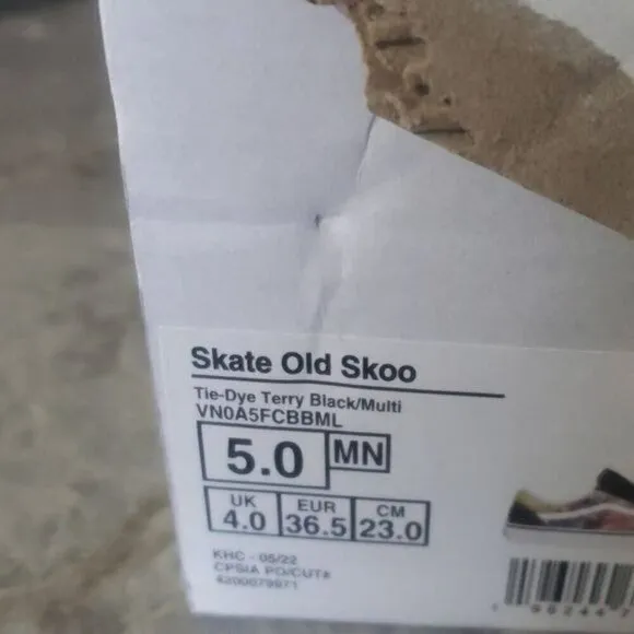 New Vans Skate Old Skool Tie Die Black White Sneakers