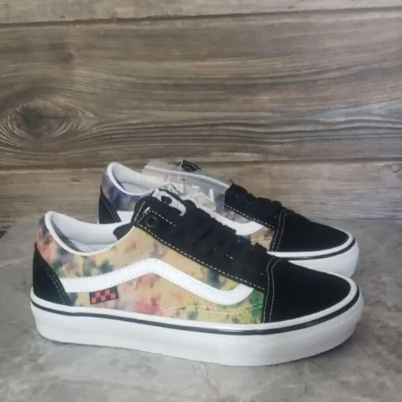 New Vans Skate Old Skool Tie Die Black White Sneakers
