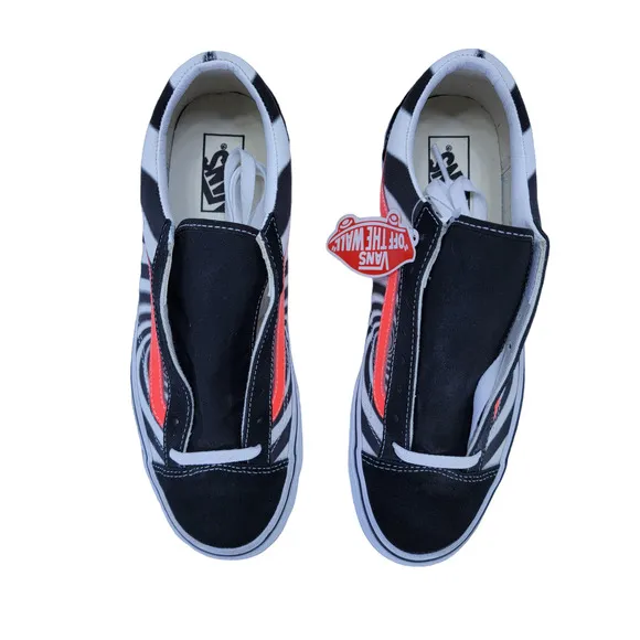 (NEW!) Vans Style 36 Swirl Canvas Sneaker Size 10 - Black/Fiery Coral