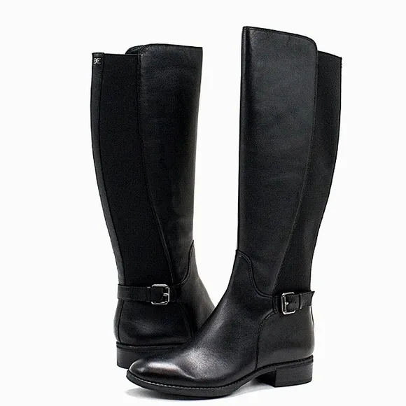 New w/Box Sam Edelman Paxten Black Leather Tall Knee High Riding Boots Size 5.5