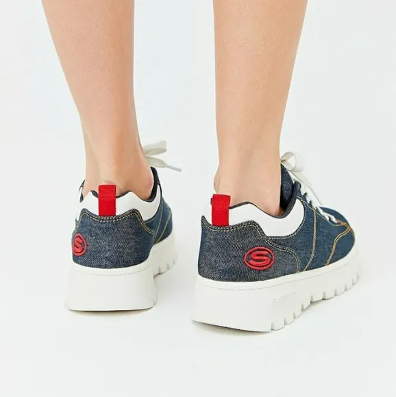 New w/Box  Skechers Street Cleats Denim Platform Sneakers Size 9.5