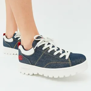 New w/Box  Skechers Street Cleats Denim Platform Sneakers Size 9.5