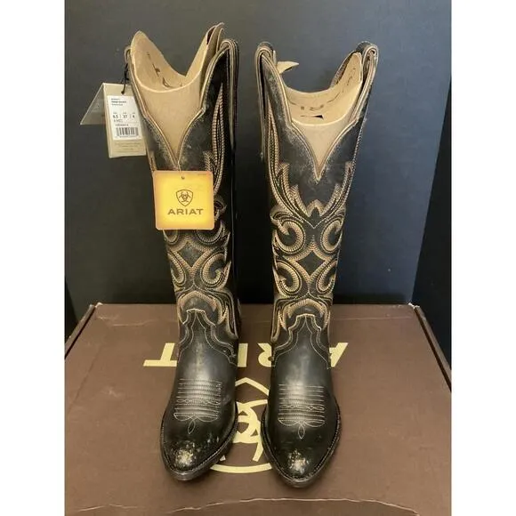 New! Womens Ariat Belinda Stretch Fit Beduino Black Western Boots. Size 6.5.