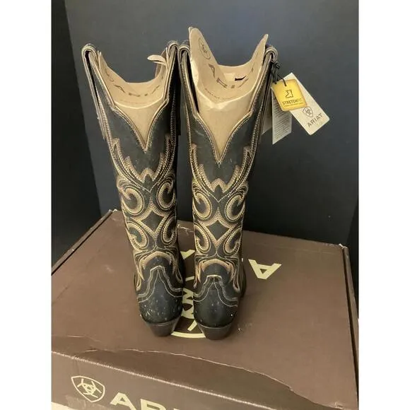 New! Womens Ariat Belinda Stretch Fit Beduino Black Western Boots. Size 6.5.