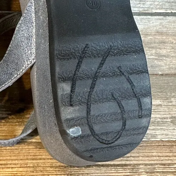 New Womens Dansko Addyson Gray Leather Wedge‎ Strappy Sandals Size 40 US 9.5-10