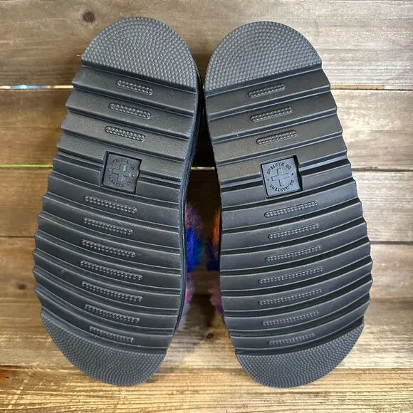 New Womens Dr. Martens Voss II  Black Fluffy Rainbow Strappy Sandals Size 6‎ M