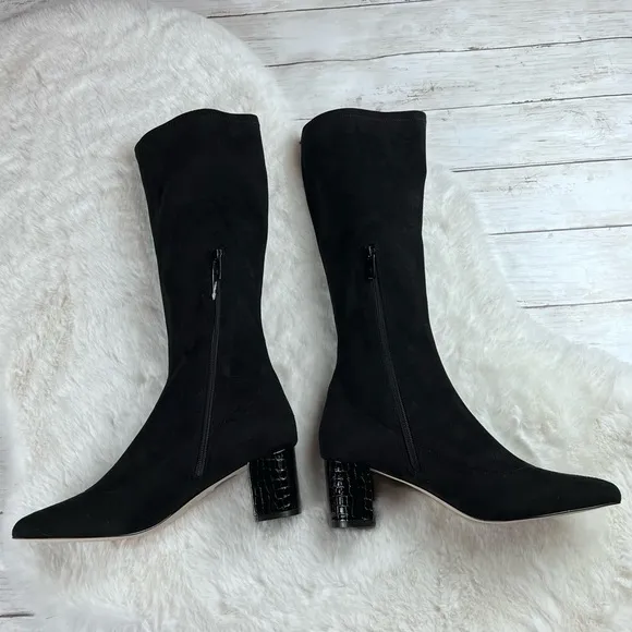 NEW Womens Size 8.5 Donald Pliner Dolores Knee High Stretch Suede Black Boots