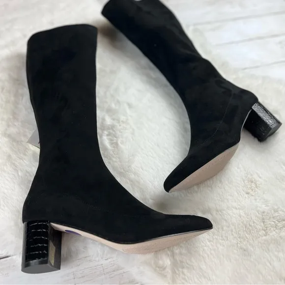 NEW Womens Size 8.5 Donald Pliner Dolores Knee High Stretch Suede Black Boots