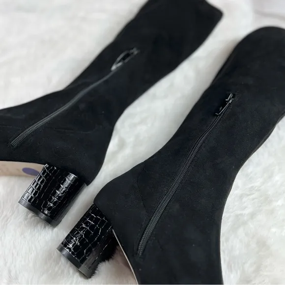 NEW Womens Size 8.5 Donald Pliner Dolores Knee High Stretch Suede Black Boots