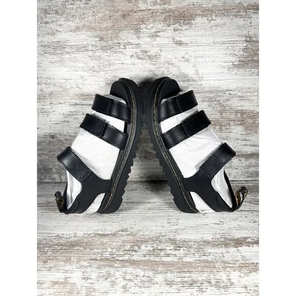 NEW Youth Dr. Martens Klaire Y Black Strappy Sandals Sz 5