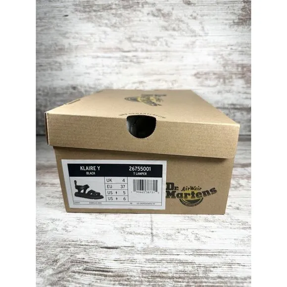 NEW Youth Dr. Martens Klaire Y Black Strappy Sandals Sz 5
