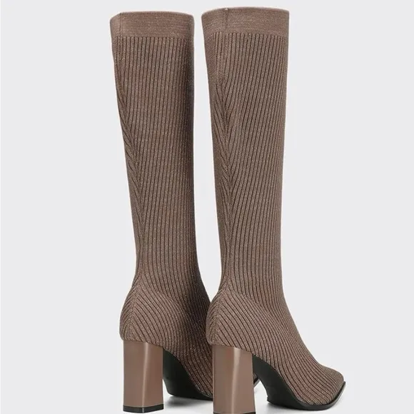 NEWBELLA MOUSSE FIT Women's Knit Comfort Chunky Heeled High Boots