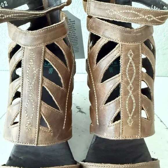 NEW Lane Boots BECCA Womens Brown Wedges Size 11 Western Sandals Cowgirl Leather