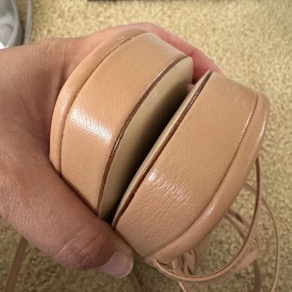 NEW‼️Larroude Gio Leather Strappy Sandals, Kid Skin Tan, Sz. 7.5 M