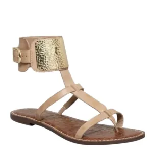 NEW🌟SAM EDELMAN 6.5 Ginette Gold and Tan Gladiator Women's Sandals nude cuff