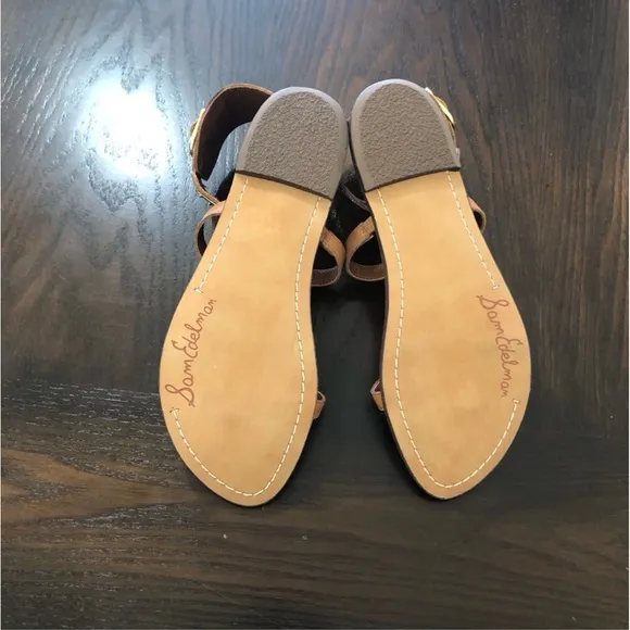 NEW🌟SAM EDELMAN 6.5 Ginette Gold and Tan Gladiator Women's Sandals nude cuff