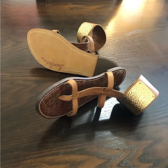 NEW🌟SAM EDELMAN 6.5 Ginette Gold and Tan Gladiator Women's Sandals nude cuff