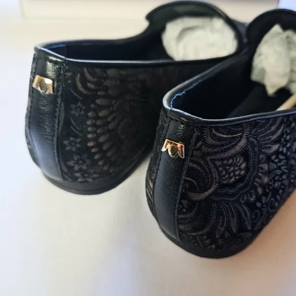 NIB Birdies The Starling, Black Floral Suede