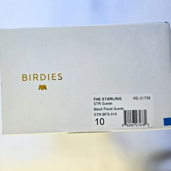 NIB Birdies The Starling, Black Floral Suede
