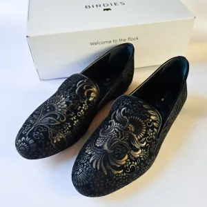 NIB Birdies The Starling, Black Floral Suede