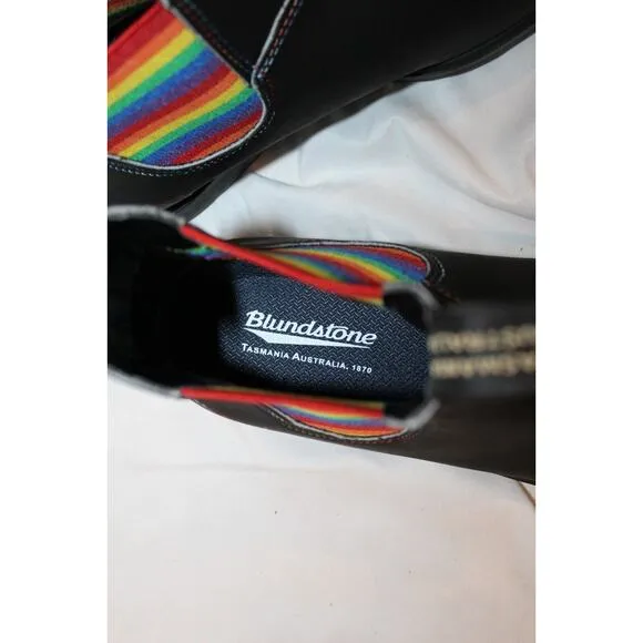 NIB Blundstone 2105 Men's‎ Colored Leather Chelsea Boots Rainbow BLACK