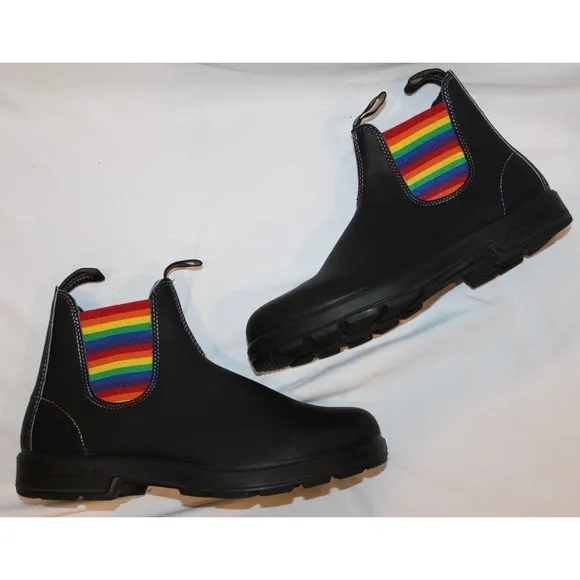 NIB Blundstone 2105 Men's‎ Colored Leather Chelsea Boots Rainbow BLACK