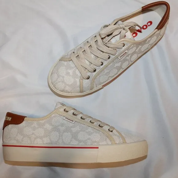 NIB COACH WOMEN'S PLATFORM CITYSOLE TE‎ SNEAKERS SZ 10 IVORY/CHALK