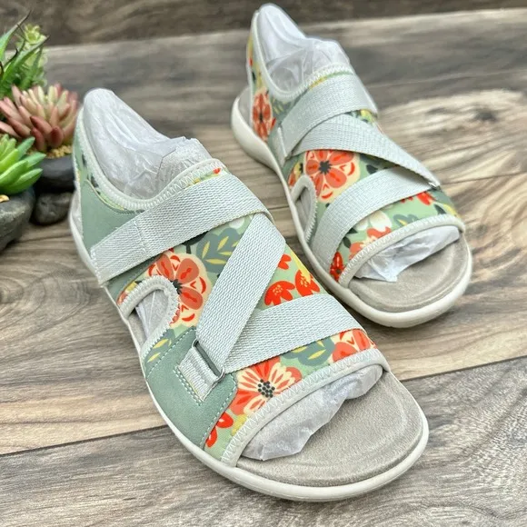 NIB Earth Origins Saco 9M Slingback Comfort Sport Sandals Green Multi