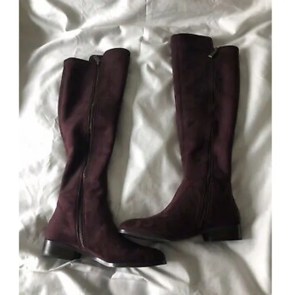 NIB Michael Kors Bromley Flat Damson Suede Boots