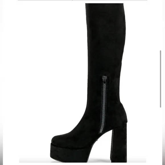 NIB NWT Tony Bianco Toniq Platform Boot Black Stretch Suede REVOLVE sz 7.5